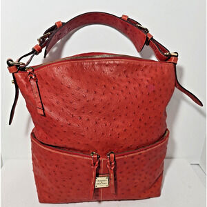 Dooney & Bourke Ostrich Embossed Leather DILLEN Bag Top Handle/Shoulder Salmon